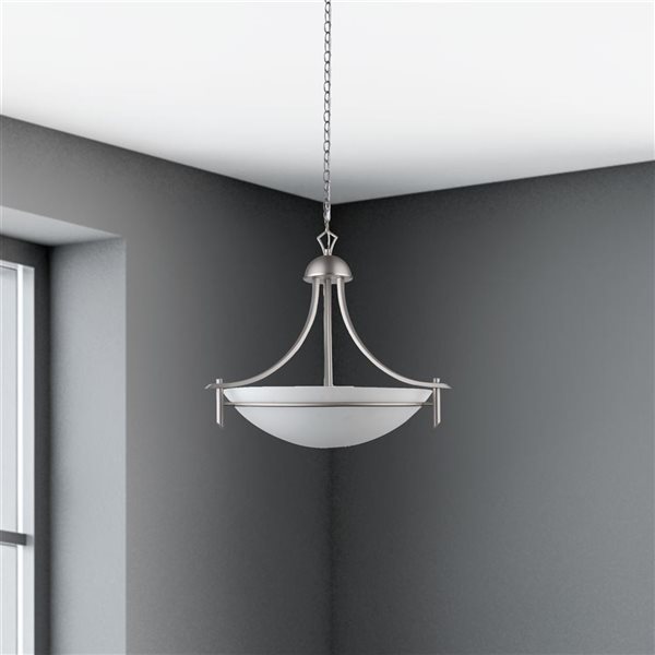 Lustre traditionnel en acier inoxydable Kelsey à 3 lumières Whitfield Lighting