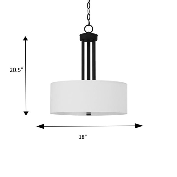 Whitfield Lighting Armella 3-Light Black Transitional Chandelier