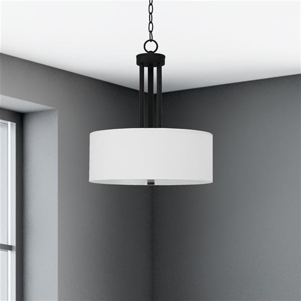 Whitfield Lighting Armella 3-Light Black Transitional Chandelier