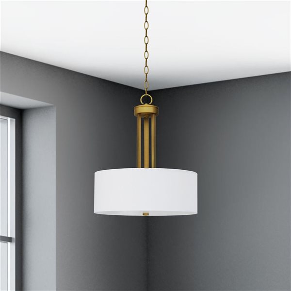 Lustre contemporain doré naturel Armella à 3 lumières Whitfield Lighting