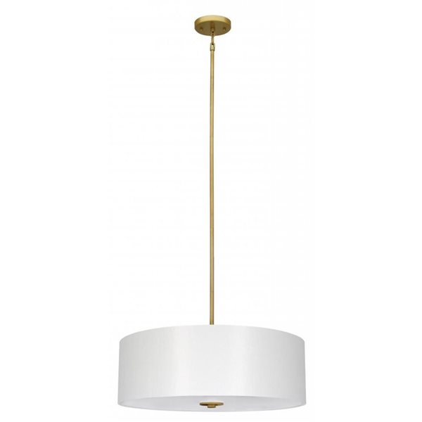 Lustre contemporain doré naturel avec abat-jour blanc Modena à 4 lumières Whitfield Lighting