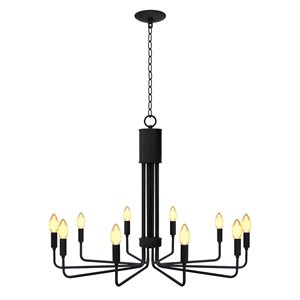 Whitfield Lighting Susan 10-Light Black Industrial Chandelier