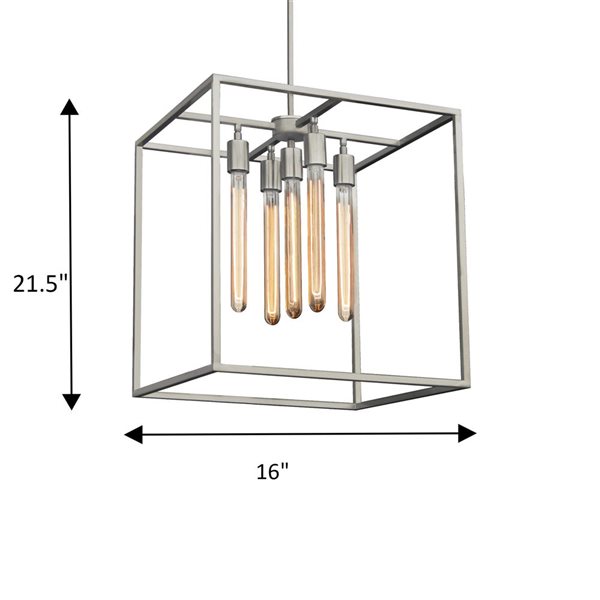 Whitfield Lighting Tracey 5-Light Stainless Steel Industrial Chandelier