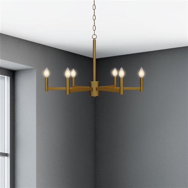 Whitfield Lighting Gwenith 6-Light Natural Gold Transitional Chandelier