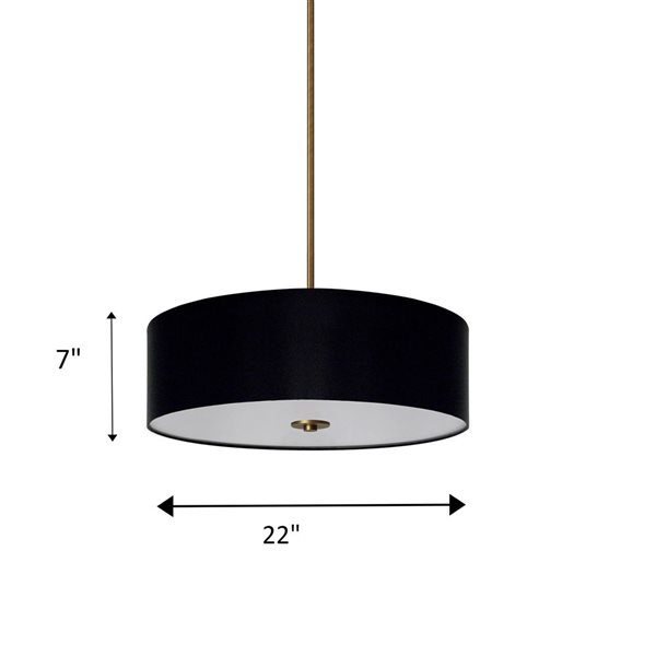 Whitfield Lighting Modena 4-Light Natural Gold Black Shade Transitional Chandelier