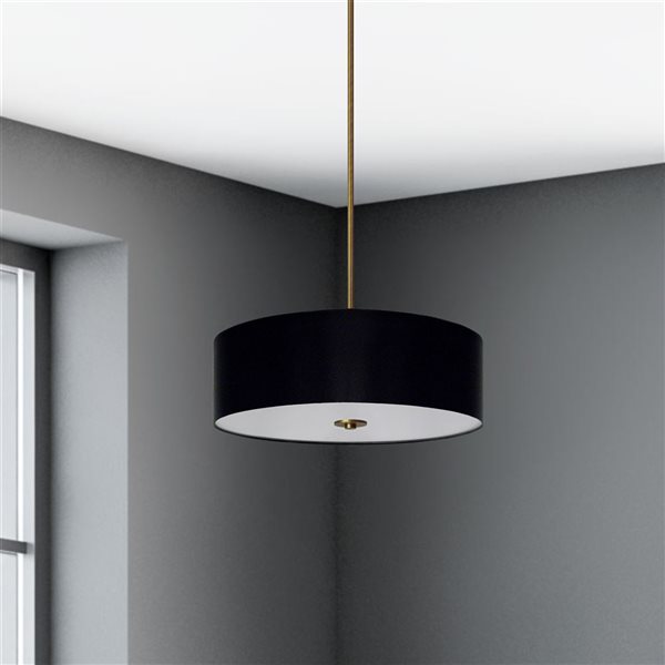 Whitfield Lighting Modena 4-Light Natural Gold Black Shade Transitional Chandelier