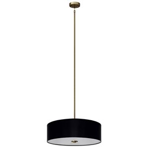 Whitfield Lighting Modena 4-Light Natural Gold Black Shade Transitional Chandelier