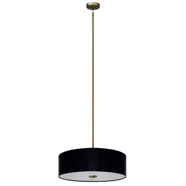 Lustre contemporain doré naturel avec abat-jour noir Modena à 4 lumières Whitfield Lighting