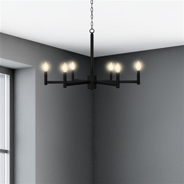 Whitfield Lighting Gwenith 6-Light Black Transitional Chandelier