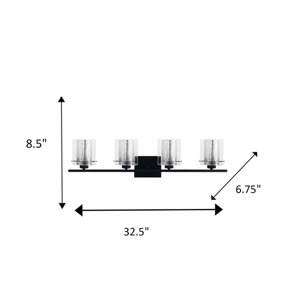 Éclairage de meuble-lavabo noir moderne/contemporain Dianna à 4 lumière Whitfield Lighting