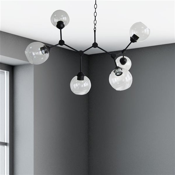 Lustre moderne/contemporain noir Jane à 6 lumières Whitfield Lighting