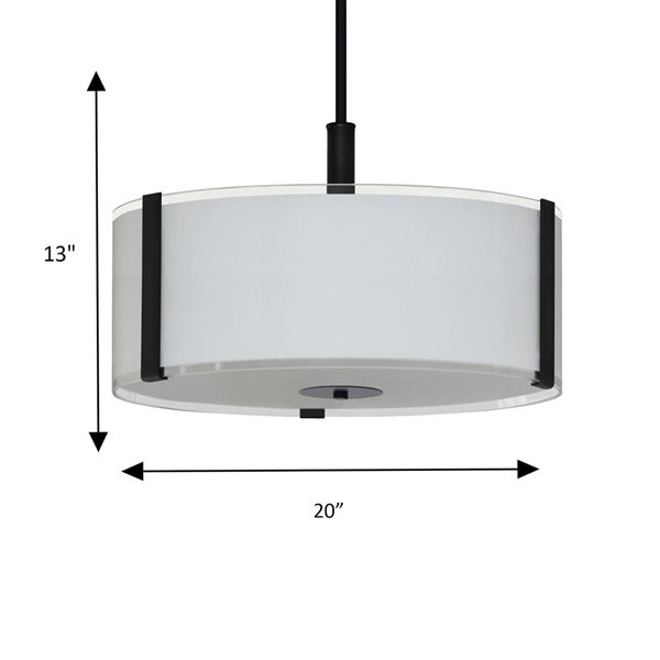 Whitfield Lighting Catherine 3-Light Black Modern/Contemporary Chandelier