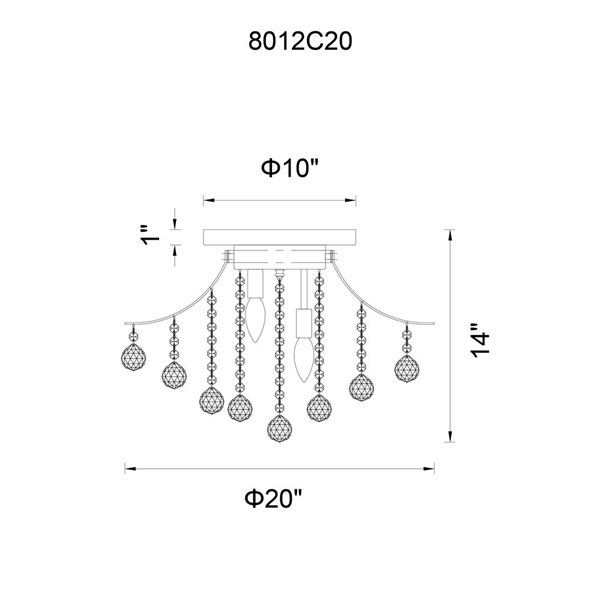 CWI Lighting Princess 20-in 6-Light Chrome Flush Mount Light