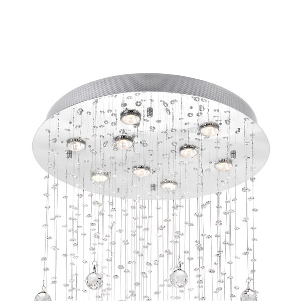 CWI Lighting Rain Drop 24-in 9-Light Chrome Flush Mount Light