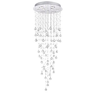 CWI Lighting Rain Drop 24-in 9-Light Chrome Flush Mount Light