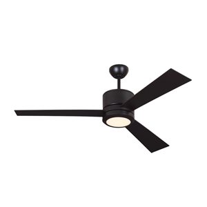Generation Lighting Vision 52-in Integrated LED Oil Rubbed Bronze Ceiling Fan with Handheld Remote Control Included (3-blade)