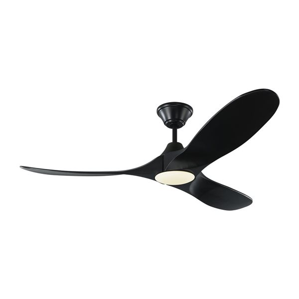 Generation Lighting Maverick II 52-in Matte Black Integrated DEL Indoor/outdoor Ceiling Fan (3-blade)