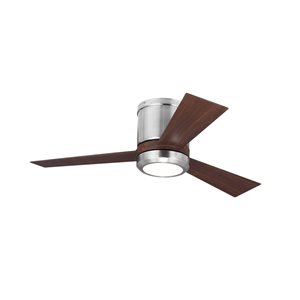 Generation Lighting Clarity 42-in Brushed Steel Integrated LED Indoor Ceiling Fan with Remote Control (3-blade)