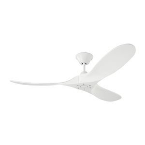 Generation Lighting Maverick II 52-in Matte White Ceiling Fan with Remote Control (3-blade)