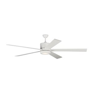 Generation Lighting Vision 72-in Integrated LED Matte White Ceiling Fan - Handheld Remote Control Included (5-blade)