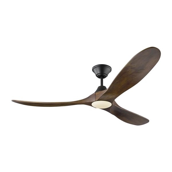 Generation Lighting Maverick 60-in Dark Walnut and Matte Black Integrated LED Indoor/Outdoor Ceiling Fan (3-blade)