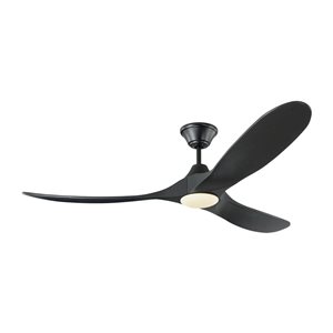 Generation Lighting Maverick 60-in Matte Black Integrated LED Indoor/Outdoor Ceiling Fan (3-blade)