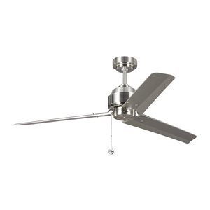 Generation Lighting Arcade 54-in Brushed Steel Indoor Ceiling Fan (3-blade)