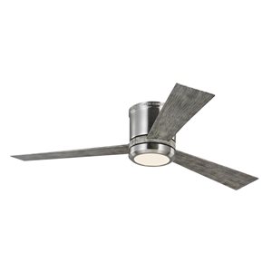 Generation Lighting Clarity 52-in Brushed Steel Integrated LED Indoor Ceiling Fan with Remote Control (3-blade)