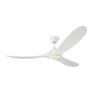 Generation Lighting Maverick 60-in Matte White Integrated LED Indoor/Outdoor Ceiling Fan (3-blade)