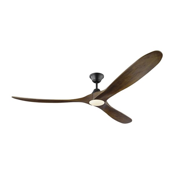 Generation Lighting Maverick Max 70-in Dark Walnut and Matte Black Integrated LED Indoor/Outdoor Ceiling Fan (3-blade)