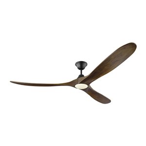 Generation Lighting Maverick Max 70-in Dark Walnut and Matte Black Integrated LED Indoor/Outdoor Ceiling Fan (3-blade)