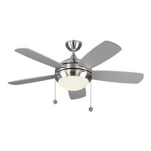 Generation Lighting Discus Classic 44-in Brushed Steel Integrated LED Ceiling Fan (5-blade)