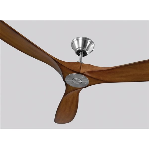 Generation Lighting Maverick 60-in Koa and Brushed Steel Ceiling Fan with Remote Control (3-blade)