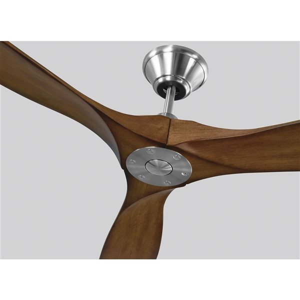 Generation Lighting Maverick 60-in Koa and Brushed Steel Ceiling Fan with Remote Control (3-blade)