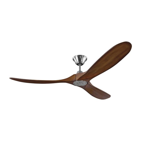 Generation Lighting Maverick 60-in Koa and Brushed Steel Ceiling Fan with Remote Control (3-blade)