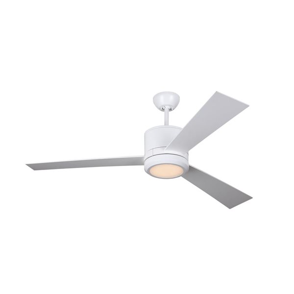 Generation Lighting Vision 52-in Integrated LED Matte White Ceiling Fan with Handheld Remote Control Included (3-blade)