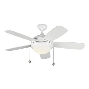 Generation Lighting Discus Classic 44-in White Integrated LED Ceiling Fan (5-blade)