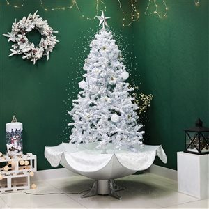 Northlight 6-ft Lighted Musical Snowing Artificial Tinsel Christmas Tree - White LED Lights