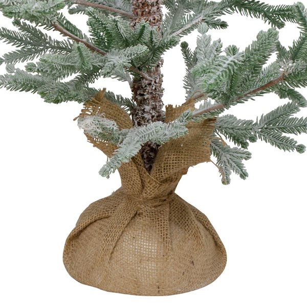 Northlight 3-ft Snow Covered Slim Pine Artificial Christmas Tree with Jute Base - Unlit