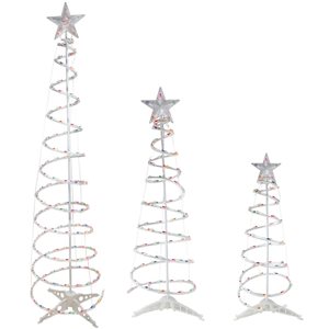 Northlight Set of 3 Lighted Multicolour Spiral Christmas Cone Trees - 3-ft, 4-ft and 6-ft