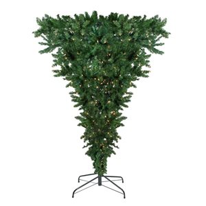 Northlight 7.5-ft Pre-Lit Green Spruce Artificial Upside Down Christmas Tree - Clear Lights