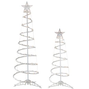 Northlight Set of 2 Lighted Clear Outdoor Spiral Christmas Cone Trees - 4-ft and 6-ft