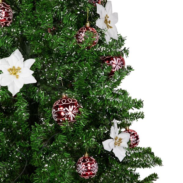 Northlight 6-ft Green and Red Musical Lighted Snowing Artificial Christmas Tree - White LED Lights