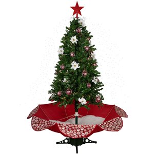 Northlight 6-ft Green and Red Musical Lighted Snowing Artificial Christmas Tree - White LED Lights