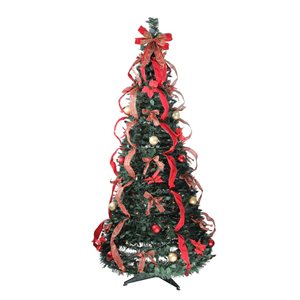 Northlight 6-ft Pre-Lit Red Plaid Pre-Decorated Pop-Up Artificial Christmas Tree - Multicolour Lights