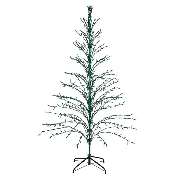 Northlight 6-ft Pre-Lit Green Cascade Twig Tree Christmas With Green Incandescent Ligths