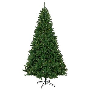 Northlight 7.5-ft Pre-lit Leg Base Pine Full Rightside-up Green Artificial Christmas Tree with Multicolour LED Lights
