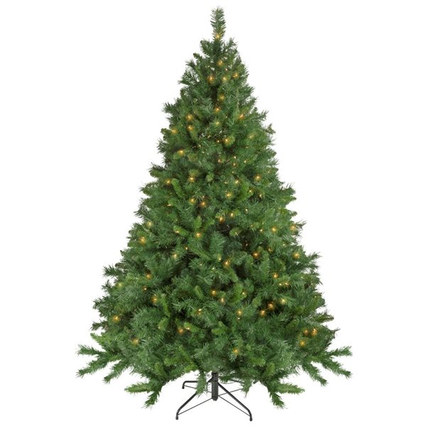 Northlight 6.5-ft Pre-lit Leg Base Pine Full Rightside-up Green Artificial Christmas Tree with White Clear Incandescent Lights