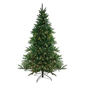 Northlight 7.5-ft Pre-lit Leg Base Full Rightside-up Green Artificial Christmas Tree with LED Lights