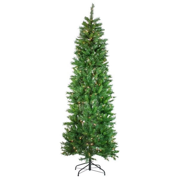 Northlight 7.5-ft Pre-lit Leg Base Spruce Full Rightside-up Green Artificial Christmas Tree with White Clear Incandescent Lights